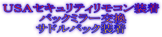 USAセキュリティリモコン装着 バックミラー交換 サドルバック装着